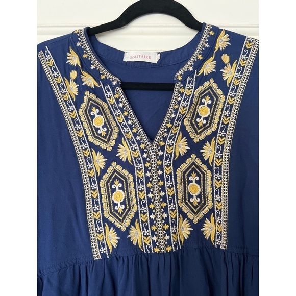 Solitaire BLUE EMBROIDERED TUNIC TOP - XL - Picture 3 of 3